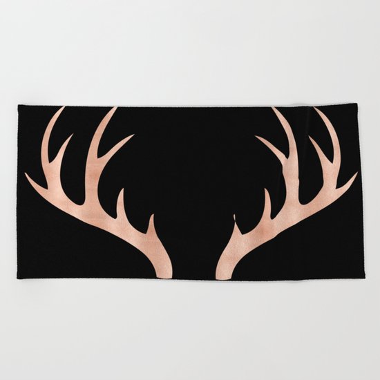 Antlers Rose Gold Deer Antlers Beach Towel