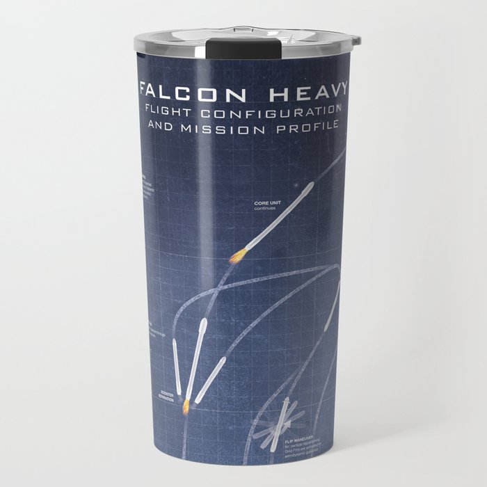 SpaceX Falcon Heavy Spacecraft NASA Rocket Blueprint in High Resolution (dark blue) Travel Mug