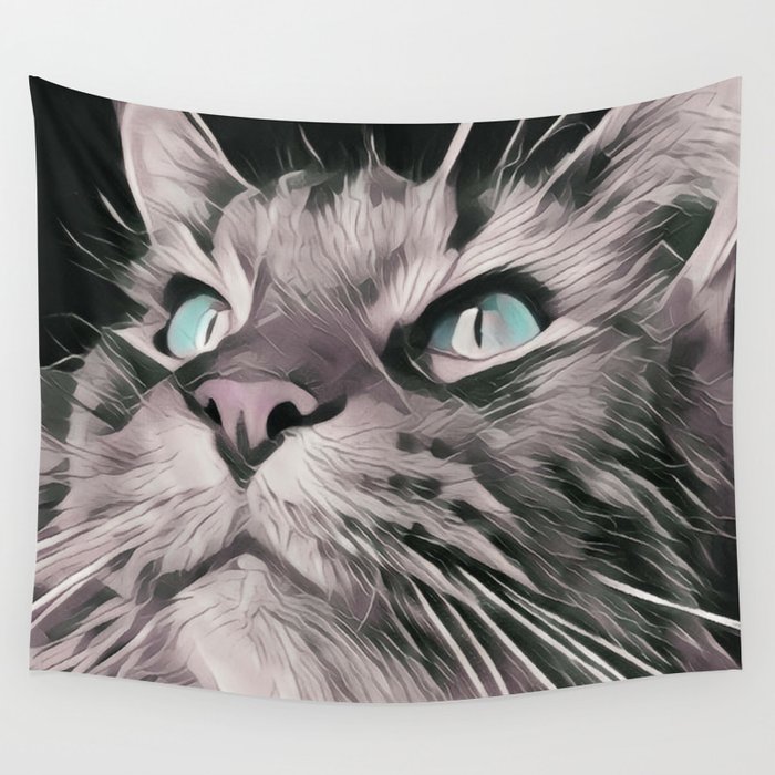 dream cat, chat, fantastic, magic, action Wall Tapestry