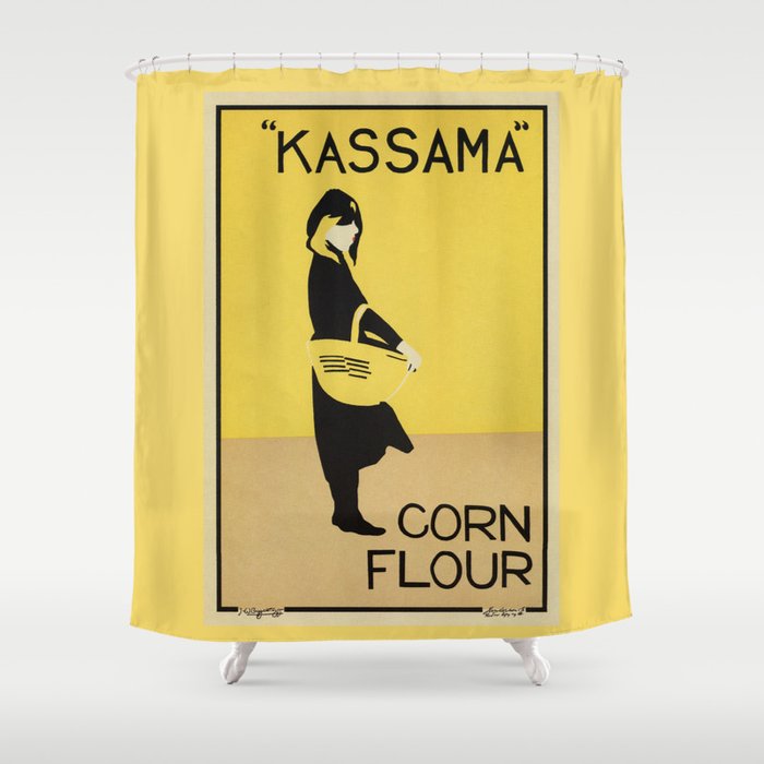  Vintage minimalist corn flour ad Beggarstaffs Shower Curtain