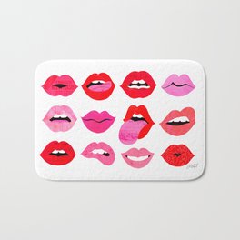 Lips of Love Bath Mat | Makeup, Lipstick, Pinkandred, Love, Valentines, Collageillustration, Lip, Hand Drawn, Valentinesday, Sexy 