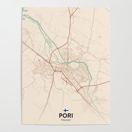 Pori, Finland - Vintage City Map Poster