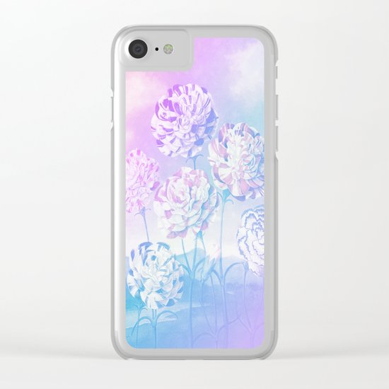Colorful Pastel Flowers Clear iPhone Case