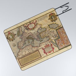 Vintage Map Print - 1608 Map of the Roman Empire Picnic Blanket