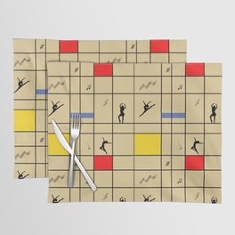 Dancing like Piet Mondrian - Composition with Red, Yellow, and Blue on the light orange background Placemat
