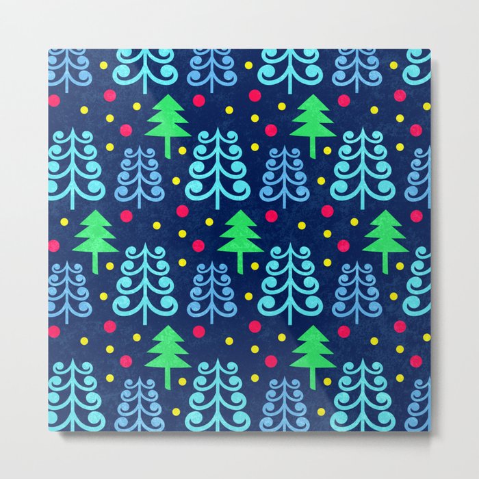 Christmas trees pattern Metal Print