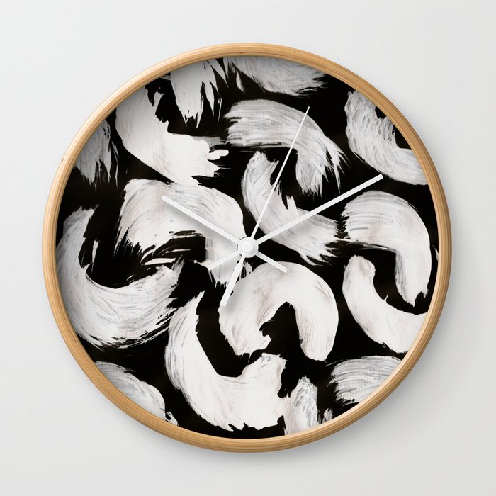 Cocoon Abstract White Black Wall Clock By Pasterne Society6