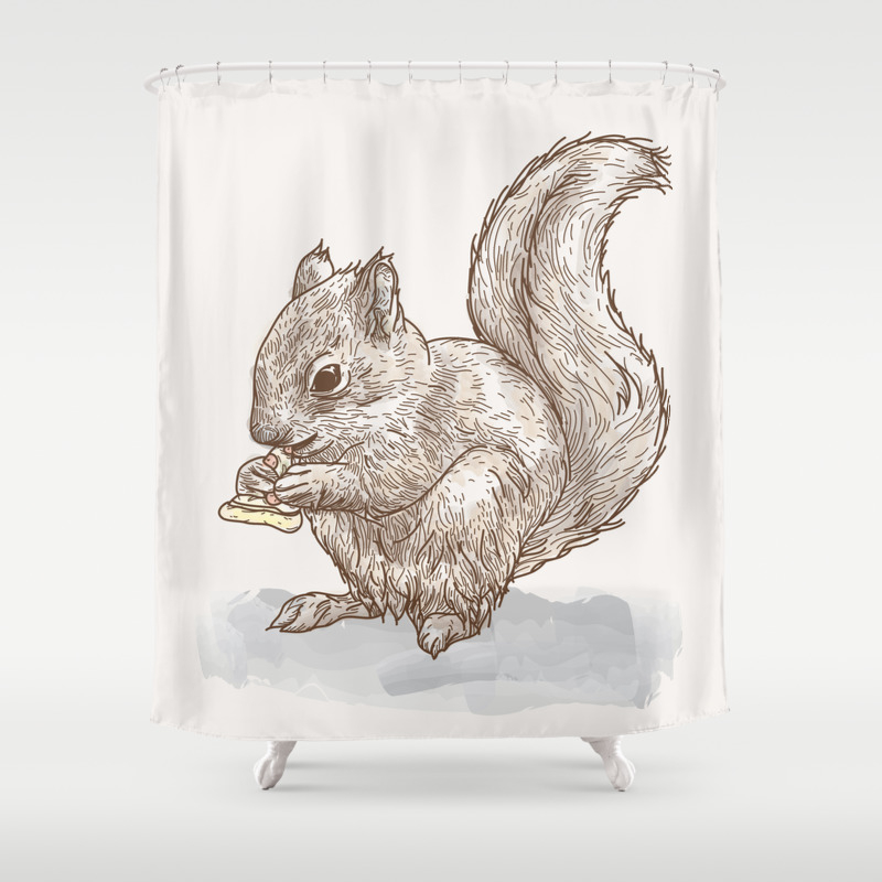 Pizza For All Including Squirrels Shower Curtain By Samposnick