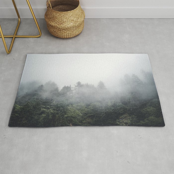 Foggy Forest Oregon Coast Landscape Photography Rug