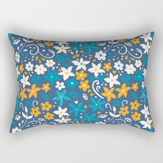 Floral pattern with doodles of flowers and leaves Rectangular Pillow