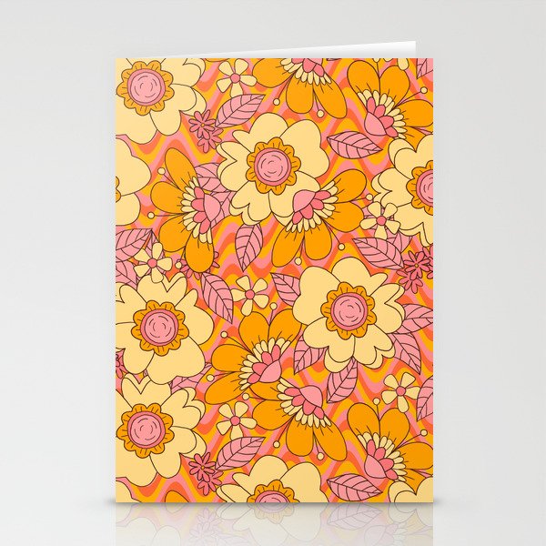 80s Floral Pattern Stationery Cards