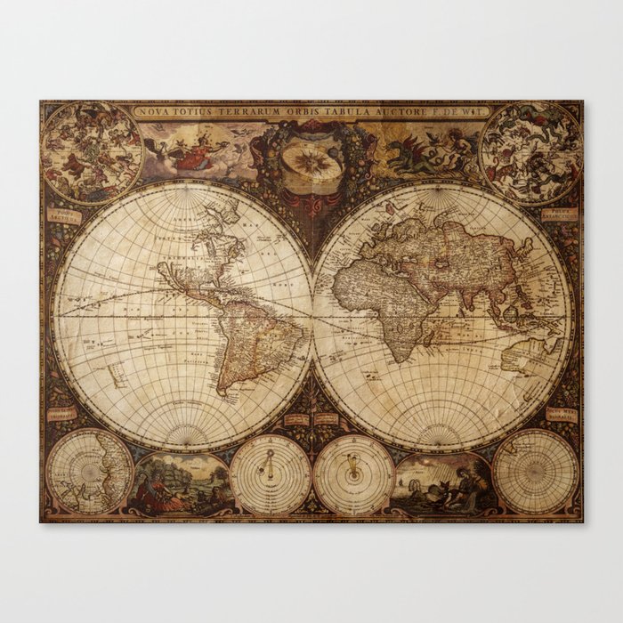 Vintage Map of the World Canvas Print