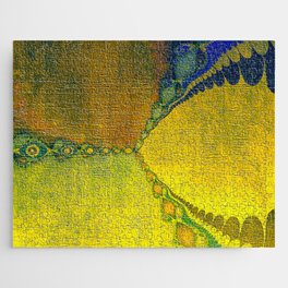 Sunny Southwestern Abstract - yellow navy chartreuse  Jigsaw Puzzle