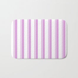 [ Thumbnail: Plum & White Colored Lined/Striped Pattern Bath Mat ]