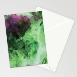 Green and Purple Smoke Abstract Stationery Card