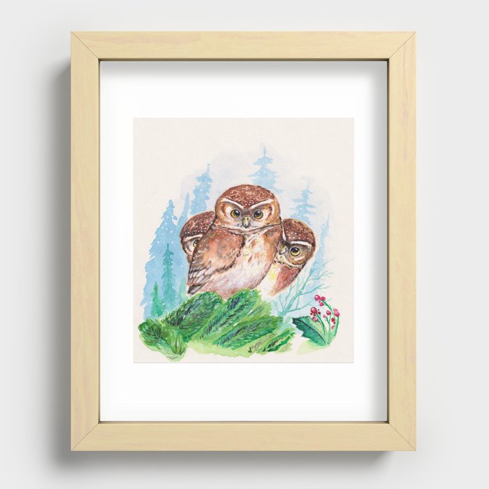 Owlets Recessed Framed Print