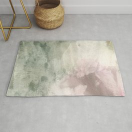 Abstract blush pink green white watercolor brushstrokes Area & Throw Rug