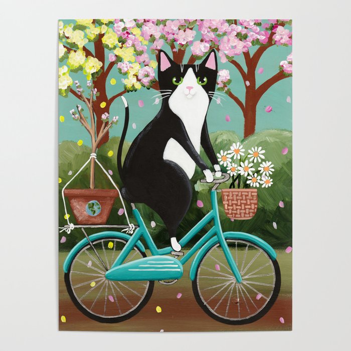 Earth Day Bicycle Cat Poster