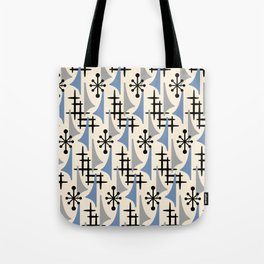 Mid Century Modern Atomic Wing Composition Blue & Grey Tote Bag