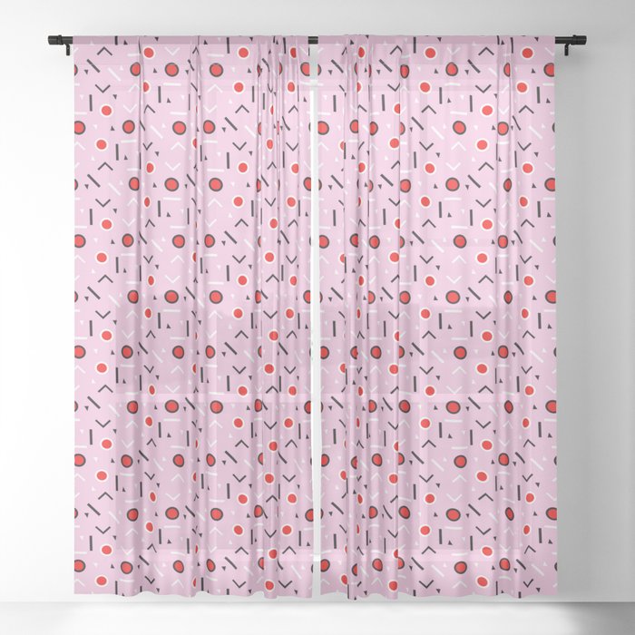 Memphis Tribes - Red and Pink Sheer Curtain