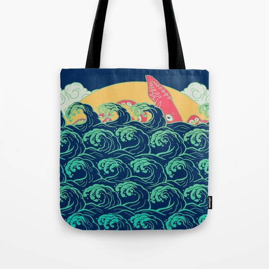 Squid on the waves Tote Bag