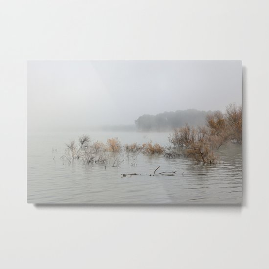 "Foggy sunrise at the lake". Metal Print
