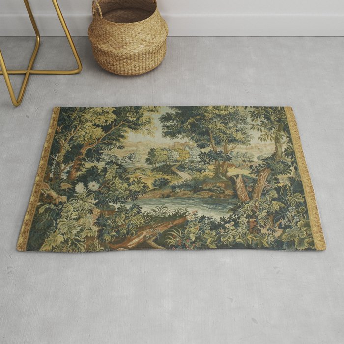 Antique 18th Century Verdure French Aubusson Tapestry Rug