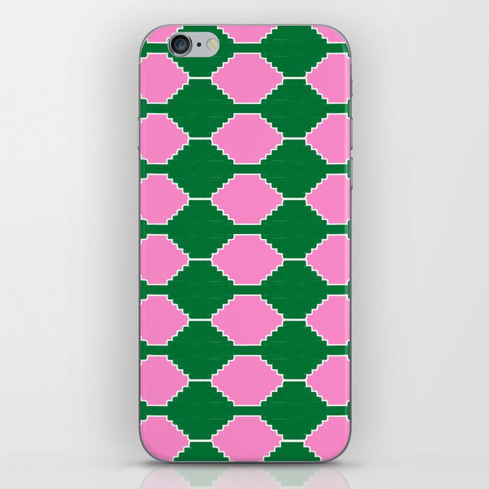 Colorful Pink + Green Ethnic Kilim Pattern iPhone Skin