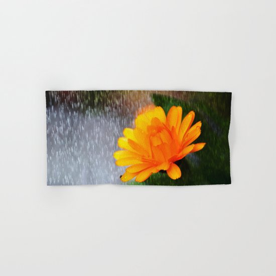 Golden flower on a rainy day Hand & Bath Towel
