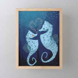 Seahorse Love Story Framed Mini Art Print