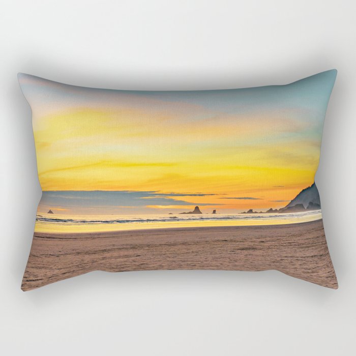 Cannon Beach Sunset | Travel Photography | Oregon Rectangular Pillow