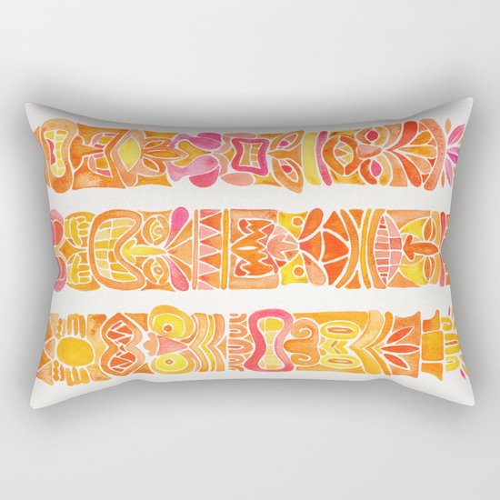 Tiki Totems – Orange Ombré Rectangular Pillow