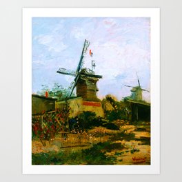 Vincent van Gogh (Dutch,1853-1890) - Title: Le Moulin de Blute-Fin (Windmills on Montmartre) - Montmartre Series - Date: 1886 - Style: Post-Impressionism - Genre: Landscape - Media: Oil on canvas - Digitally Enhanced Version 1800dpi - Art Print
