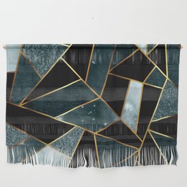 Teal and Gold Abstract Tile Pattern Wall Hanging