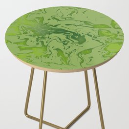 Matcha - green light gray swirls Side Table