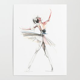 Original Ballet Dance Drawing Poster