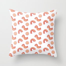 Smiley Rainbows Sunset Color Throw Pillow