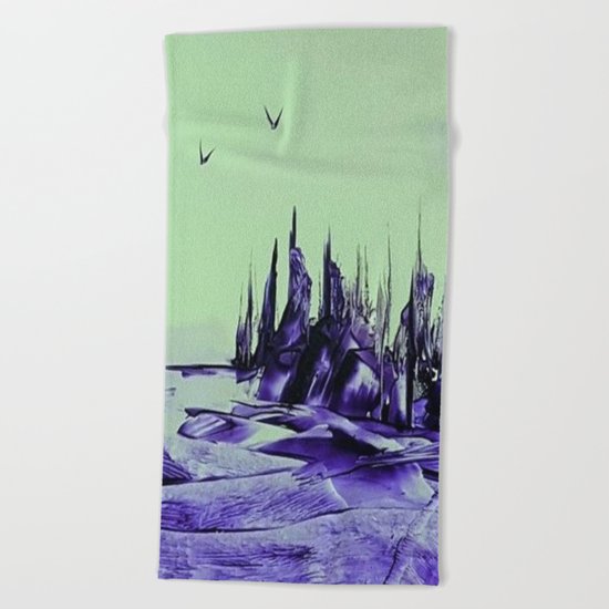 Purple alienscape Beach Towel
