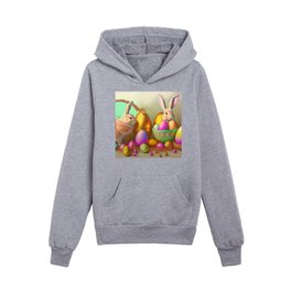 2 Easter Bunny And Golden Egg Collection Kids Pullover Hoodies