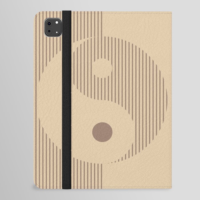 Geometric Lines Ying and Yang VI in Dark Brown Beige iPad Folio Case