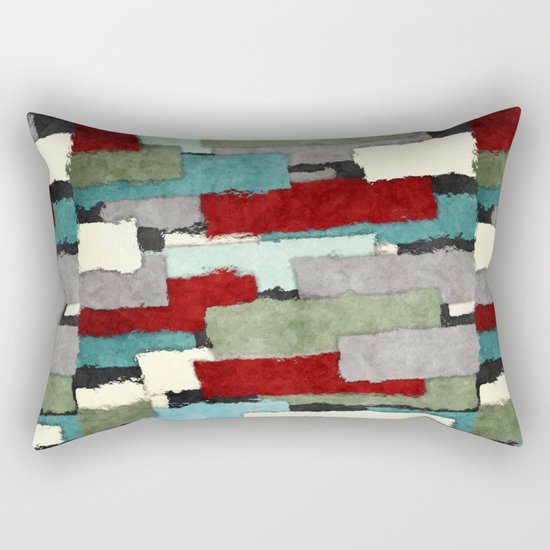 Colorful Patches Abstract Rectangular Pillow