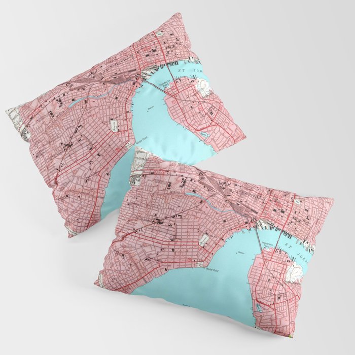 Vintage Map of Jacksonville Florida (1950) Pillow Sham