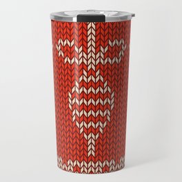 Christmas Pattern Red Knitted Bauble Bow Travel Mug