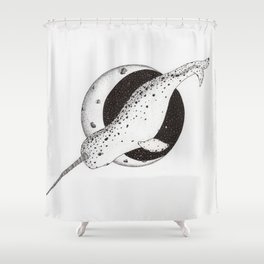 Narhwal Moon Shower Curtain