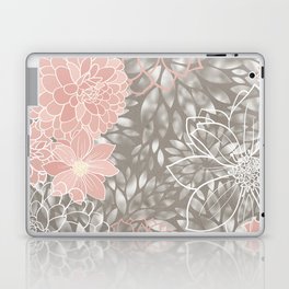 Floral Dahlias, Blush Pink, Gray, White Laptop Skin