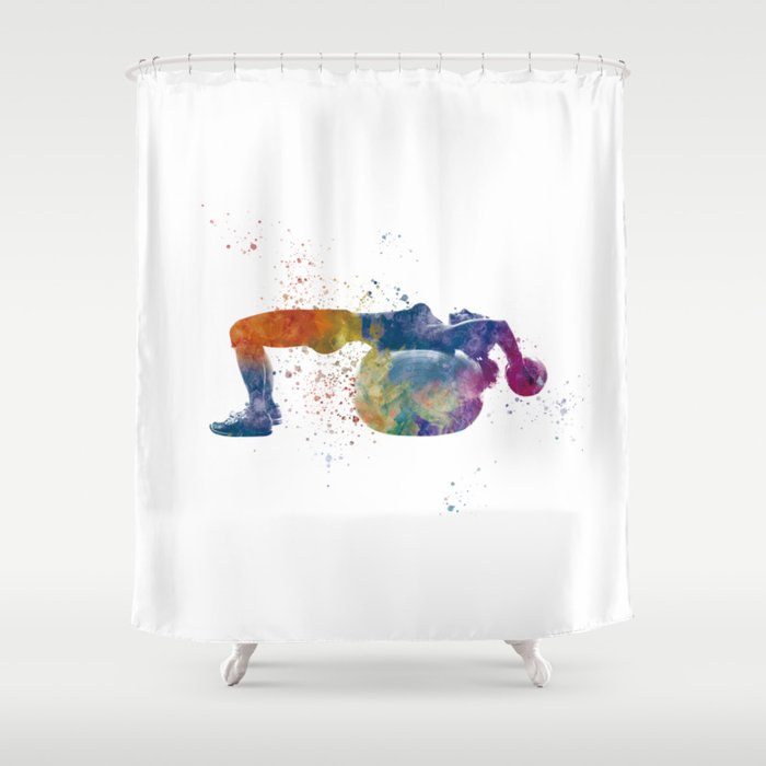 Fitness in watercolor Shower Curtain