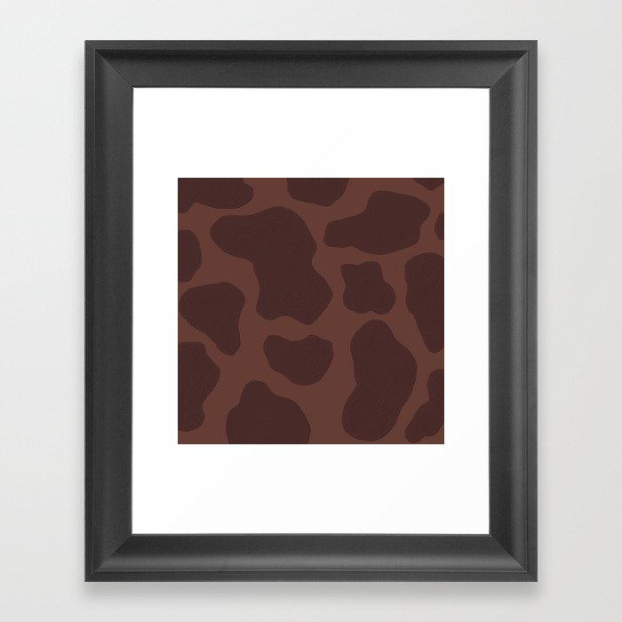 Brown + Tan Howdy Cow Spots, Hand-Painted Framed Art Print