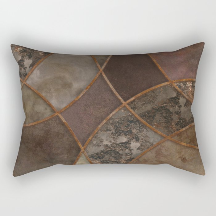 Urban Texture Rusty Circles Abstract Art Rectangular Pillow