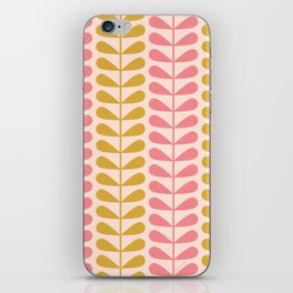 Palm Springs Abstract Leaves, Retro Botanical Pattern, Blush, Gold iPhone Skin