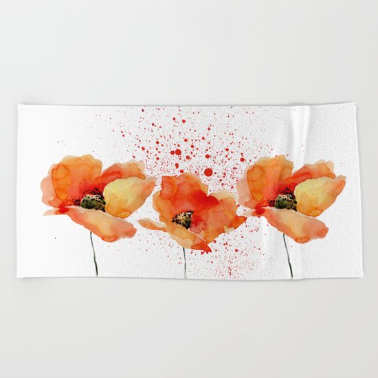 Three Poppies #society6 Beach Towel